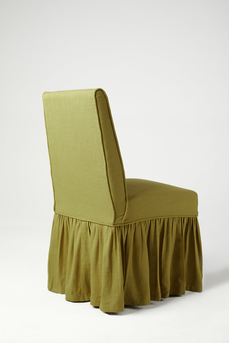 ADELINE RUFFLE DINING CHAIR - OLIVE GREEN