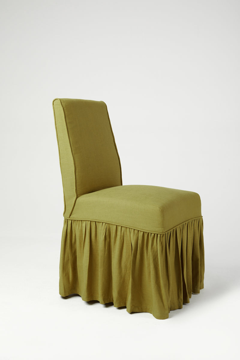 ADELINE RUFFLE DINING CHAIR - OLIVE GREEN