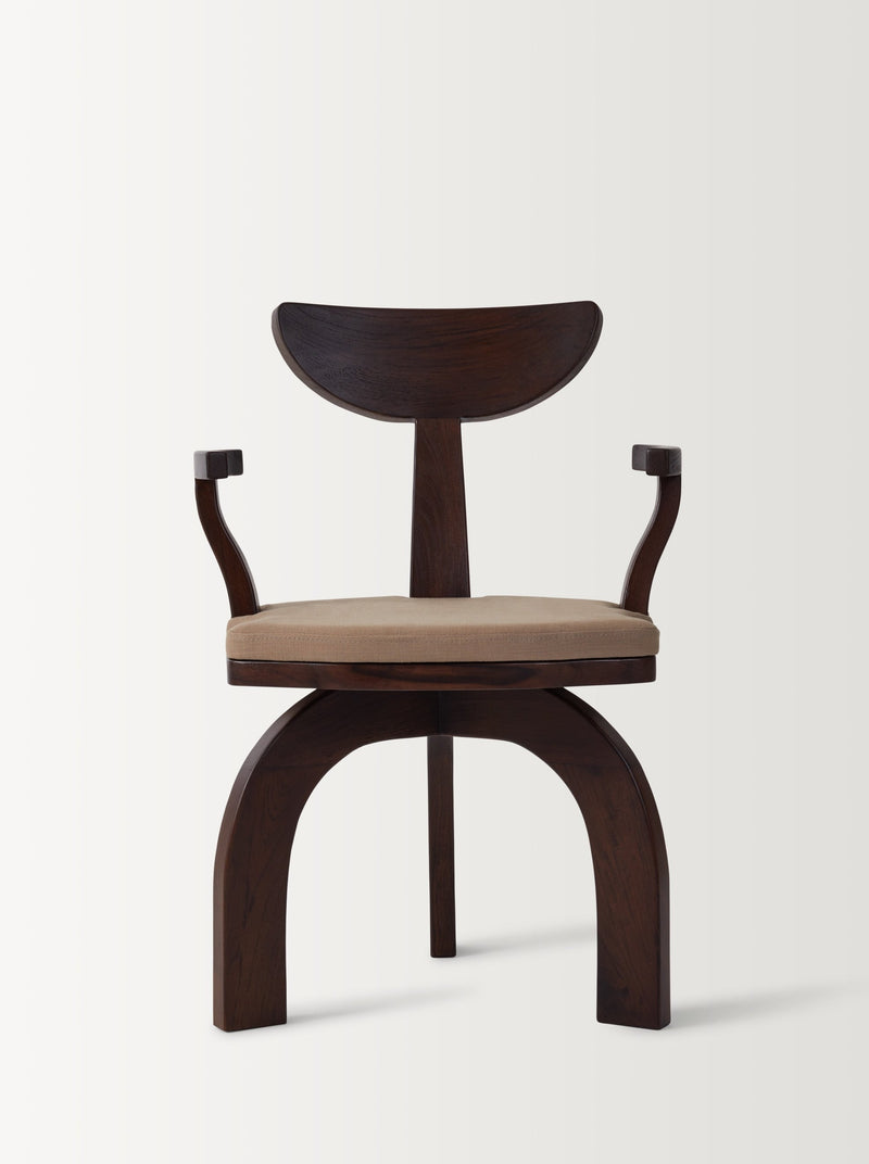 FRANCA WALNUT ARMCHAIR - CAPPUCCINO