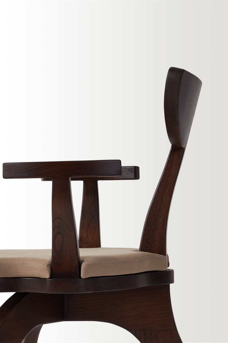 FRANCA WALNUT ARMCHAIR - CAPPUCCINO