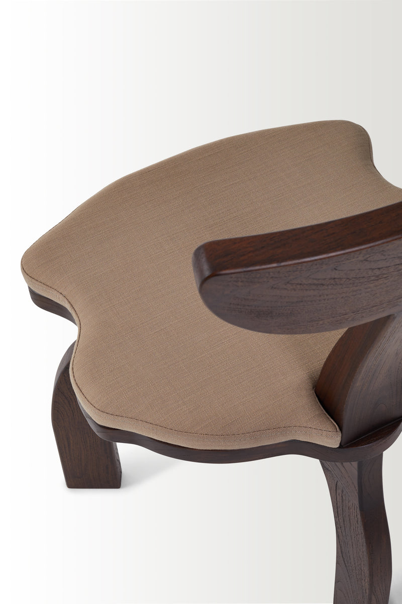 FRANCA WALNUT DINING CHAIR - CAPPUCCINO