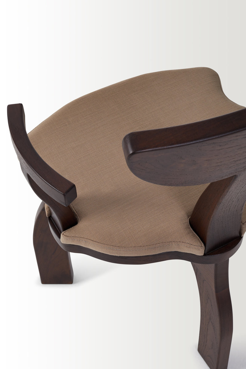 FRANCA WALNUT ARMCHAIR - CAPPUCCINO